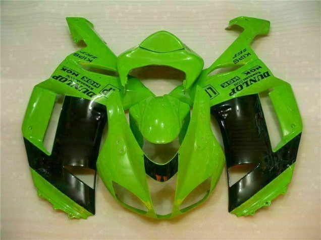 Billigste Grün Schwarzer Dunlop Kawasaki ZX6R 2007-2008 Verkleidungen