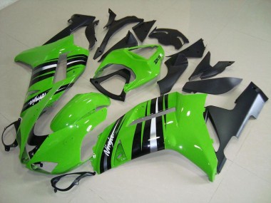 Billigste Grüne und silberne Streifen Kawasaki ZX6R 2007-2008 Verkleidungen