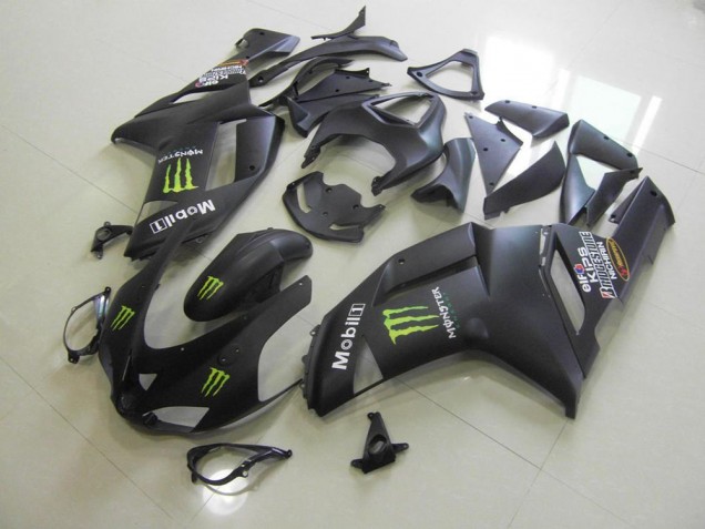 Billigste Matt Schwarz Monster Kawasaki ZX6R 2007-2008 Verkleidungen