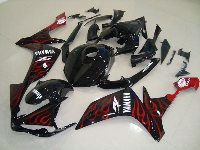 Billigste Glänzend Schwarz Flamme Yamaha R1 2007-2008 Verkleidungen Billigste Glänzend Schwarz Flamme Yamaha R1 2007-2008 Verkleidungen