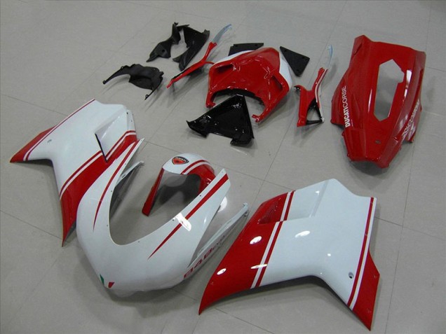 Billigste Weiß Und Rot Rennen Version Ducati 848 1098 1198 2007-2014 Verkleidungen Billigste Weiß Und Rot Rennen Version Ducati 848 1098 1198 2007-2014 Verkleidungen