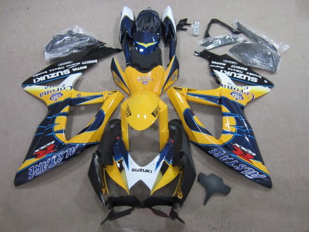 Billigste Blau Gelb Corona Extra Suzuki GSXR 600 K8 2008-2010 Verkleidungen Billigste Blau Gelb Corona Extra Suzuki GSXR 600 K8 2008-2010 Verkleidungen