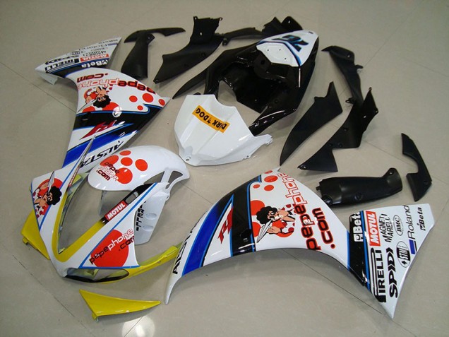 Billigste Weiß Schwarz Pepe Phone Yamaha R1 2012-2014 Verkleidungen Billigste Weiß Schwarz Pepe Phone Yamaha R1 2012-2014 Verkleidungen